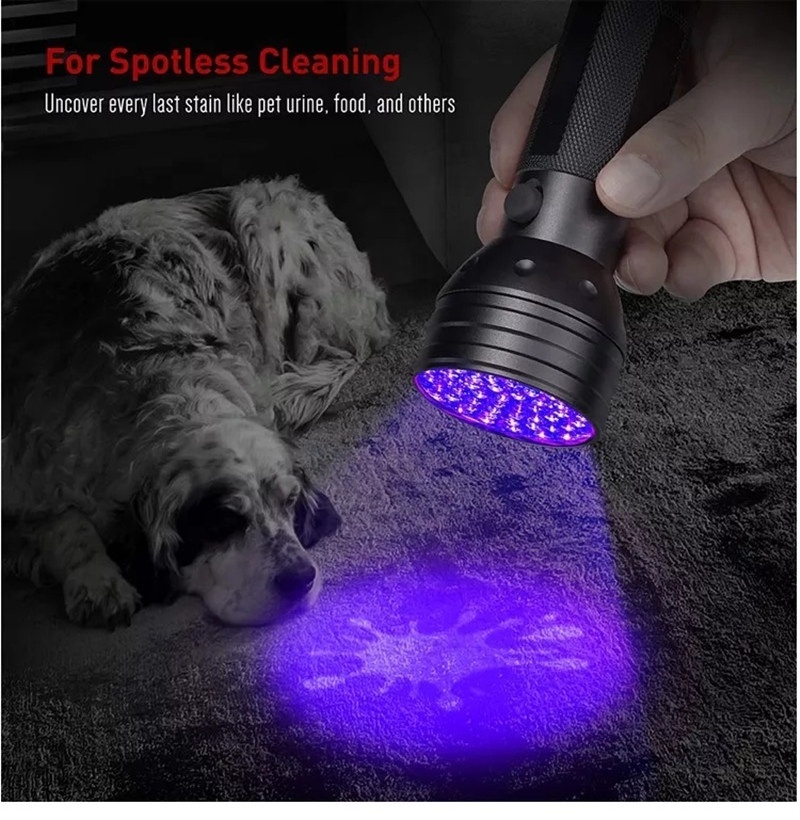 Custom Logo 3W 51LED Ultraviolet Blacklight 395nm UV Light LED Flashlight For Cat Dog Urine Detector, Scorpion Catch