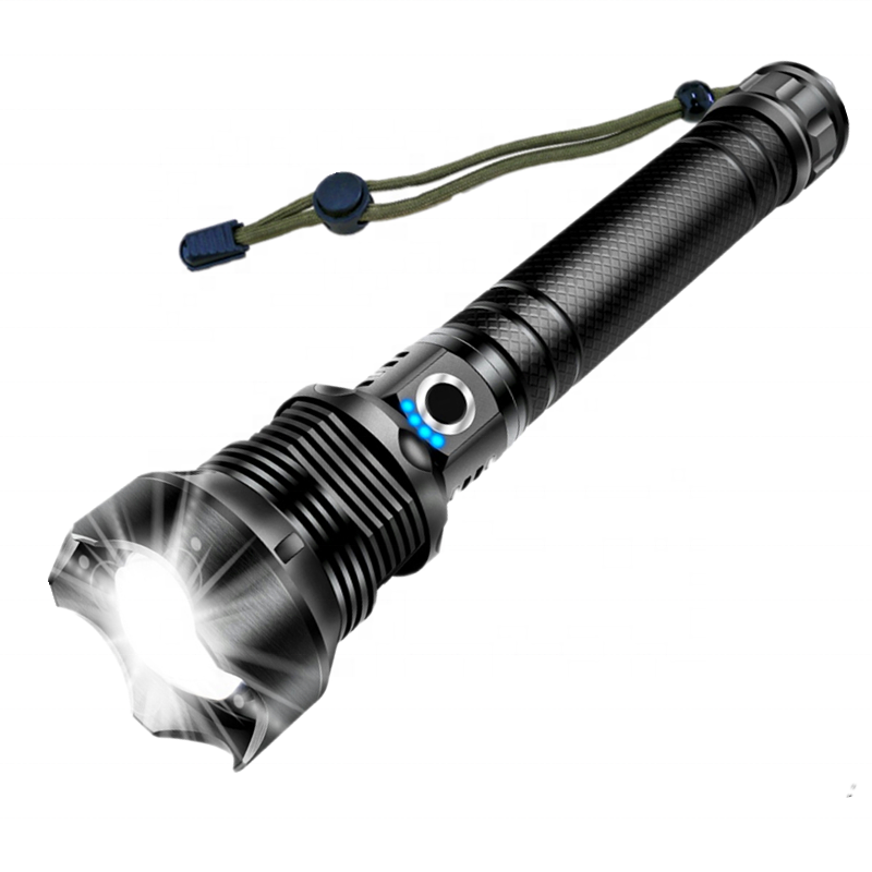 Portable Dimmable Zoom hlm Rechargeable XHP70 Flashlight With 2*18650 Batteries 1KM Long Beam P70 LED High Powerful Torch Light