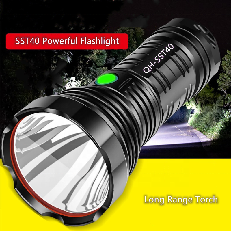 Waterproof High Power SST40 40W USB Rechargeable Glare Hunting Torch Light 2000m Long Range 4000 lumen Heavy Duty Led Flashlight