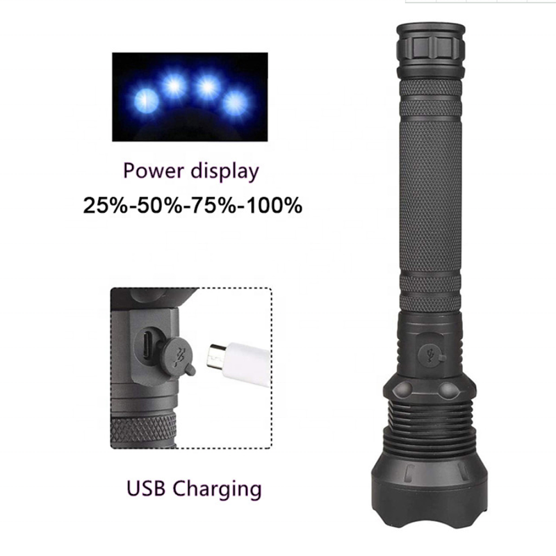 Portable Dimmable Zoom hlm Rechargeable XHP70 Flashlight With 2*18650 Batteries 1KM Long Beam P70 LED High Powerful Torch Light