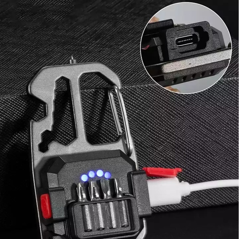 Rechargeable 7 Modes Portable Mini Flat Keychain Lanterna Torch Multi Functional Emergency Led Flashlight For Camping Hiking