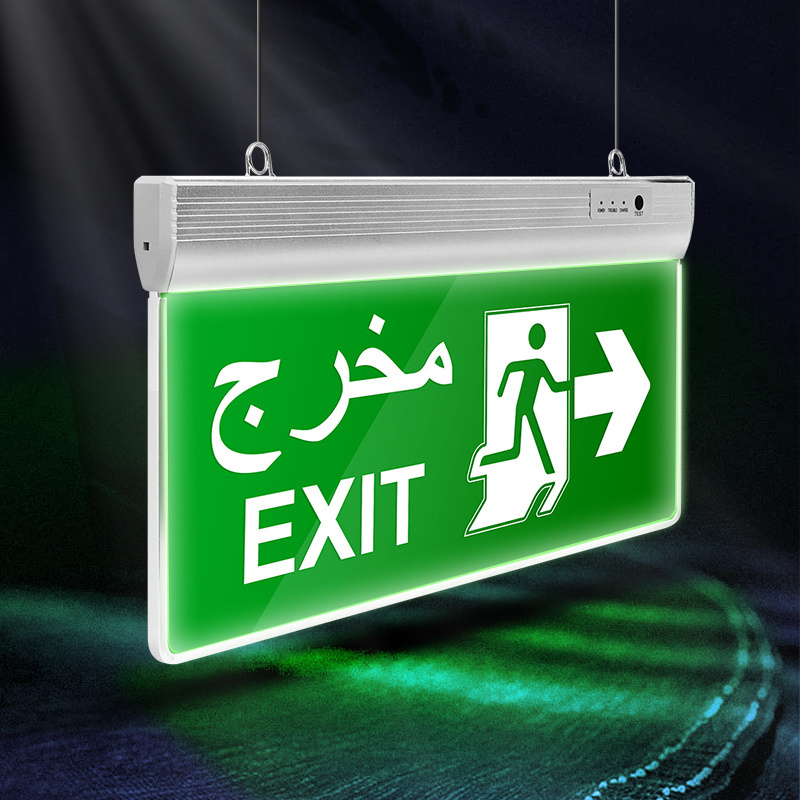 LED Emergency Lighting Running Man Arrow Exit Sign Fire Exit Lamp Easy Install, Hanging Led Exit Sign Light Qihui Lighting 3W 90