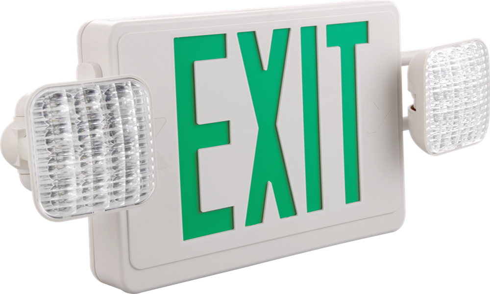 Adjustable Emergency Light with LED Bulb and Lithium Battery Green or Red Exit Word Combination with Two Emergency Lamp Holders