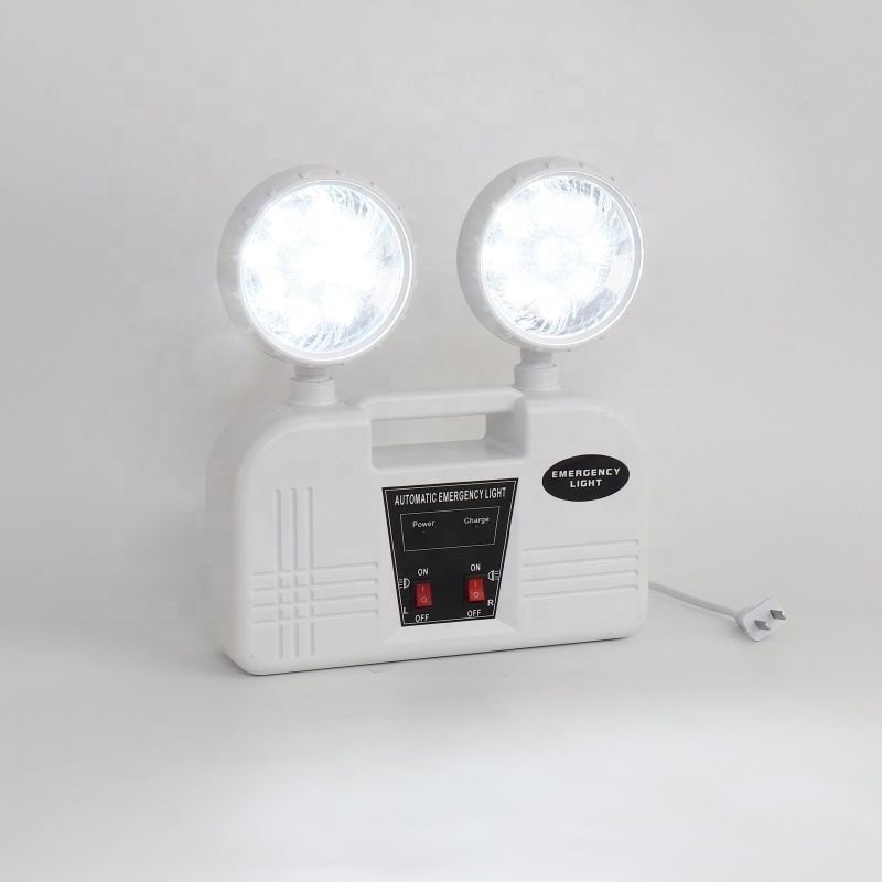 Durable 2x3W Twin Spot LED Emergency Lamp Indoor Use Lighting with 3 Hour Backup Lithium Battery Plastic Material