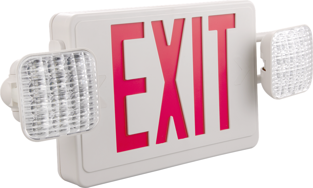 LED Emergency Light with Double Head Design Lithium Battery Powered Exit Sign Two Heads