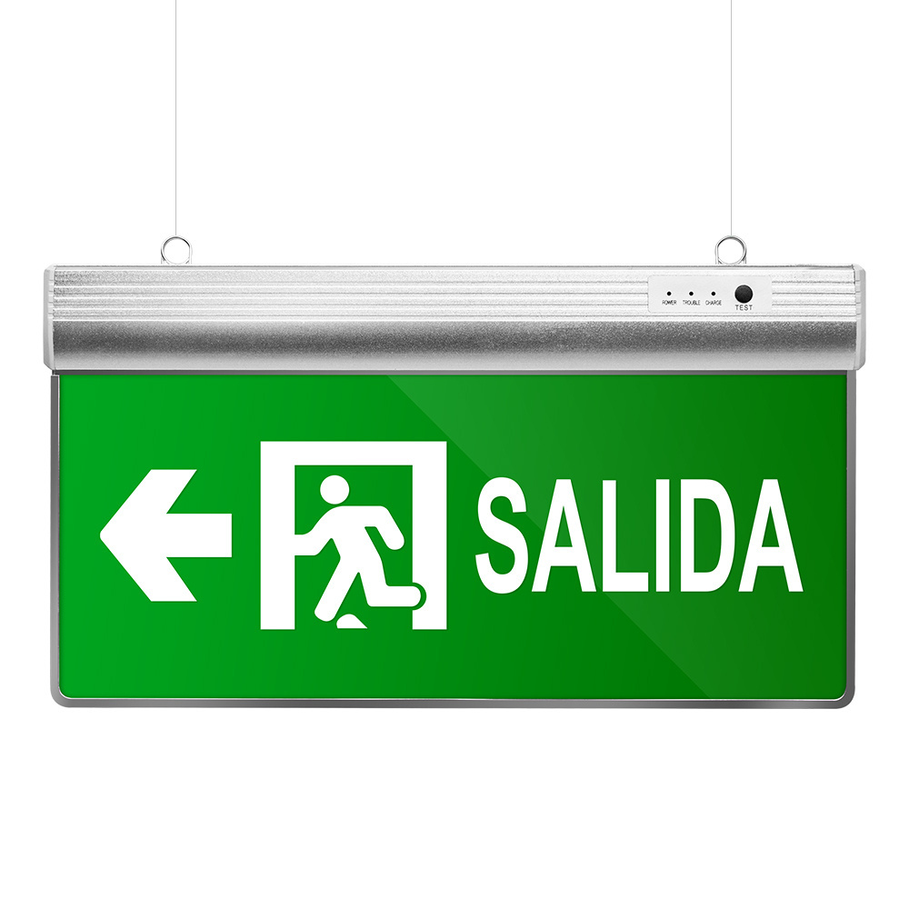 SALIDA Acrylic Fire LED Exit Sign Emergency Light Double Side Aluminum Lighting and Circuitry Design AC 85-265V 3.6V 600mah 1000