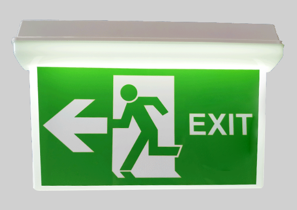 IP65 Double-Sided LED Exit Sign Light 5W Ceiling-Mounted Emergency Escape Light with Running Man Icon for Home Use