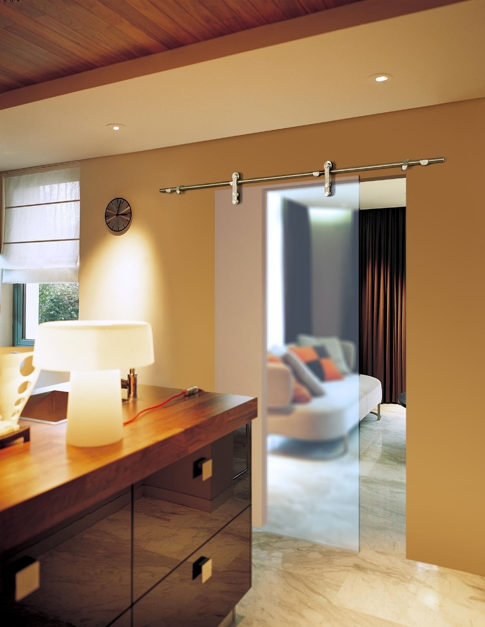 New arrival anti-brass frameless sliding glass door system kit shower hardware fitting