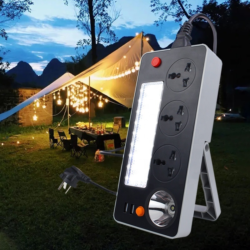 New Design Portable Design Electric Plug Platooninsert Power Sockets for Home Outdoor Camping with Emergency Lights