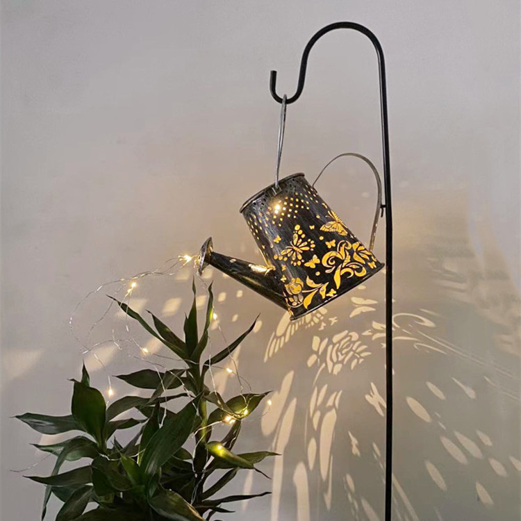 Waterproof Hanging Lantern Garden Lights Decoration with Light String Solar Outdoor Watering Can Lights for Patio Yard Pathway