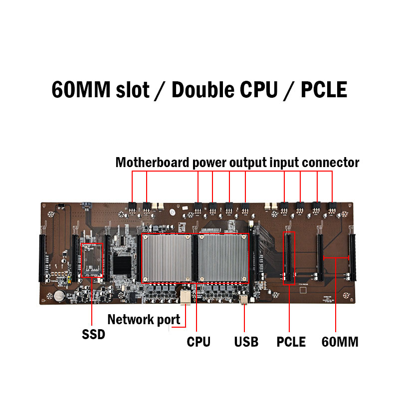 X79  rig chassis case server case gpu 9 card chassis with RTX 3060M graphics cards with 2500W PSU mute rig frame case