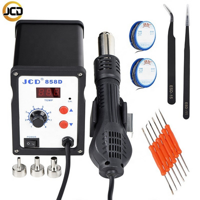 JCD 858D Digital Hot Air Heat Gun 110V 220V 750W Black Provided PLC Soldering Station Phone Repairing Ceramic Core 1 Year,1 Year