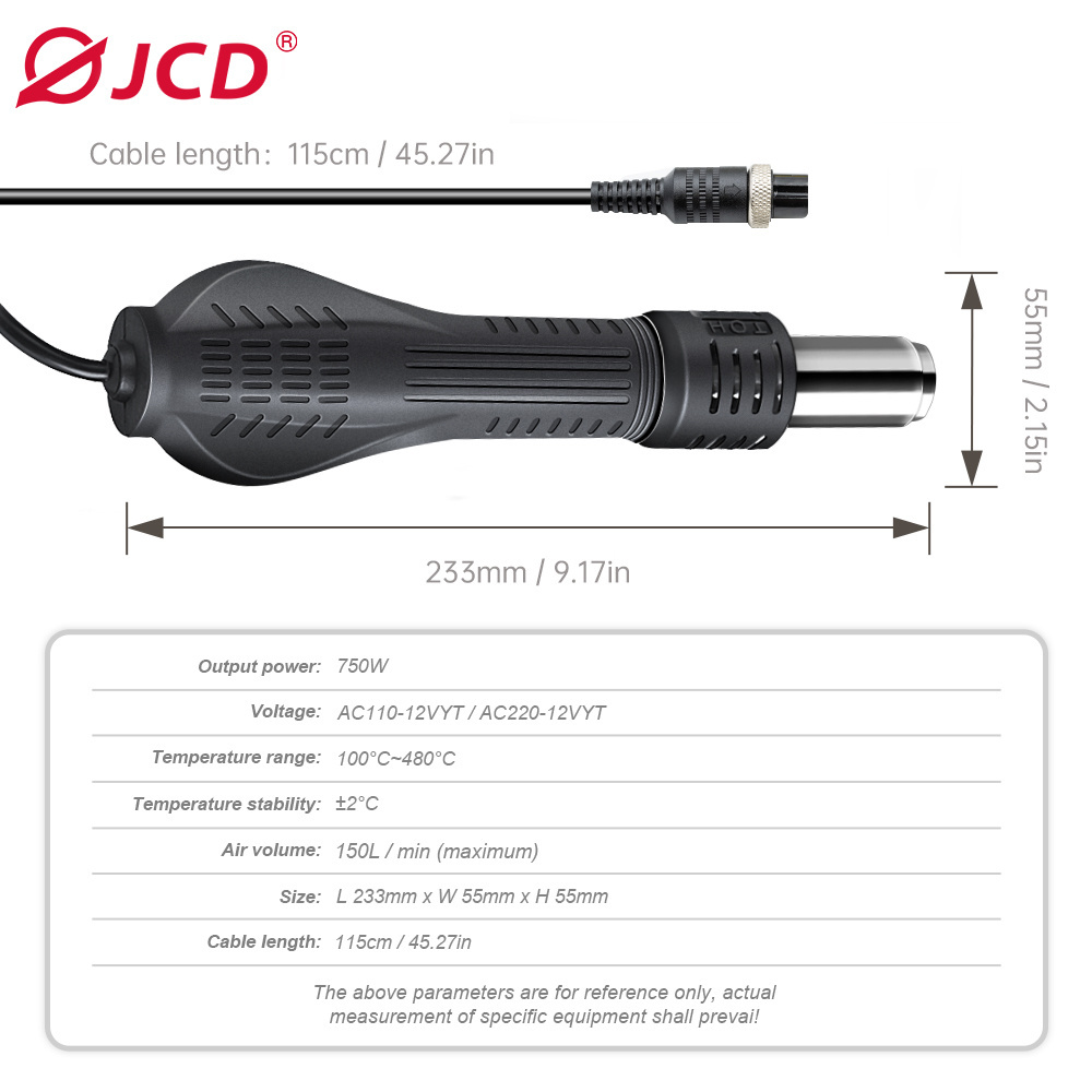 JCD 858BH-220-24VYT Hot Air Gun HandleSoldering Station  Hand-held Heat Gun with Welding Soldering Repair Tools