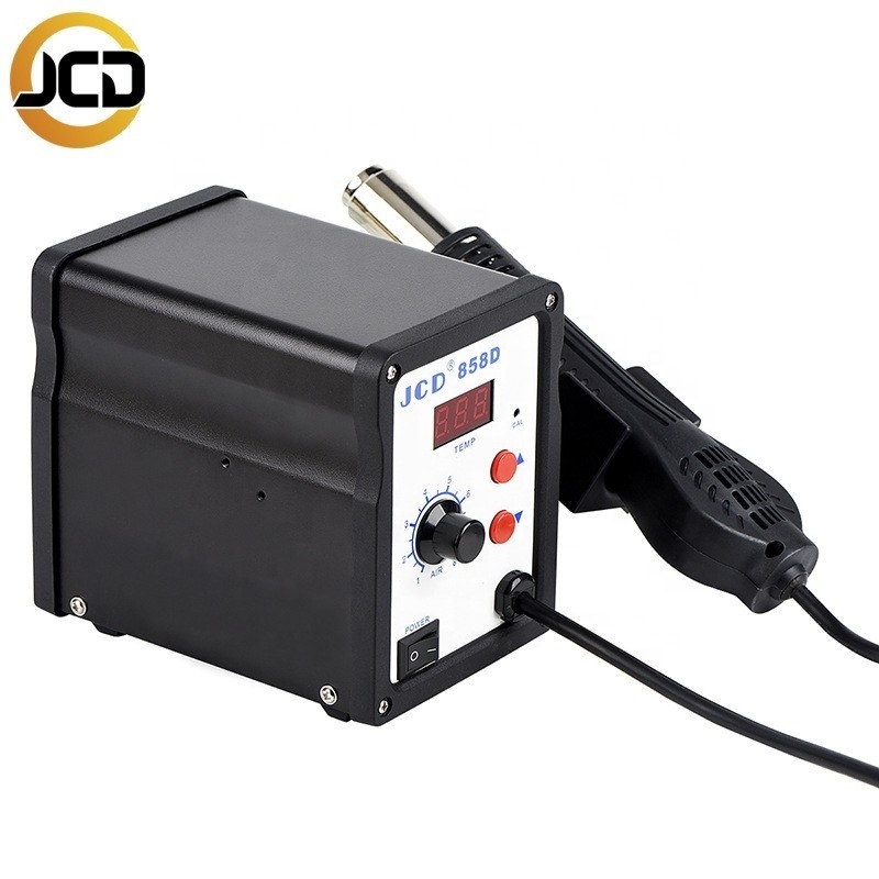 JCD 858D Digital Hot Air Heat Gun 110V 220V 750W Black Provided PLC Soldering Station Phone Repairing Ceramic Core 1 Year,1 Year