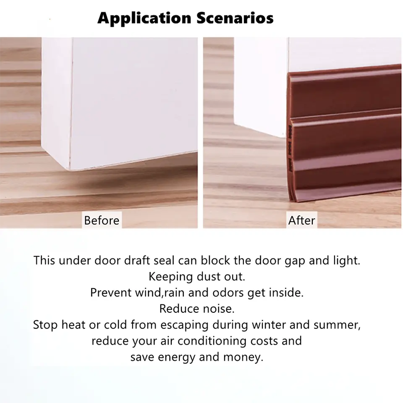 Self-adhesive silicone door seal strip Soundproof door draft stopper for huge gap adjustable under door seal