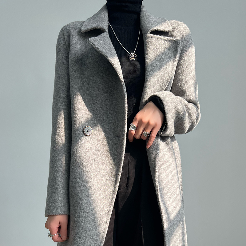 Hot selling wool and alpaca wool combined coat for winter women's warmth keeping cashmere and wool coat for women