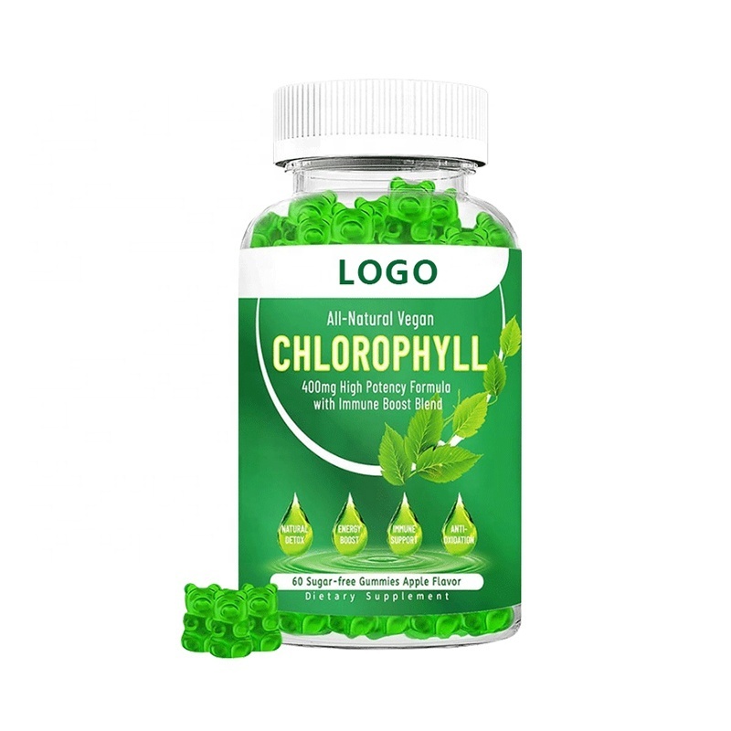 Private Label Vegan Organic Chlorophyll Gummies Zero Sugar Calorie Chlorophyll Gummies For Detox Cleanse Body Internal Deodorant