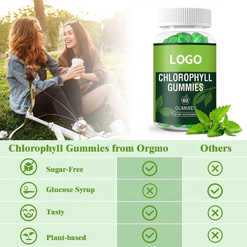 OEM ODM Natural Sugar Free Chlorophyll Gummies Energy Boost Immune Support Internal Deodorant Plant Chlorophyll Gummy Candy