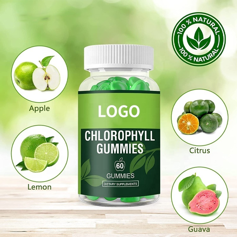 OEM ODM Natural Sugar Free Chlorophyll Gummies Energy Boost Immune Support Internal Deodorant Plant Chlorophyll Gummy Candy