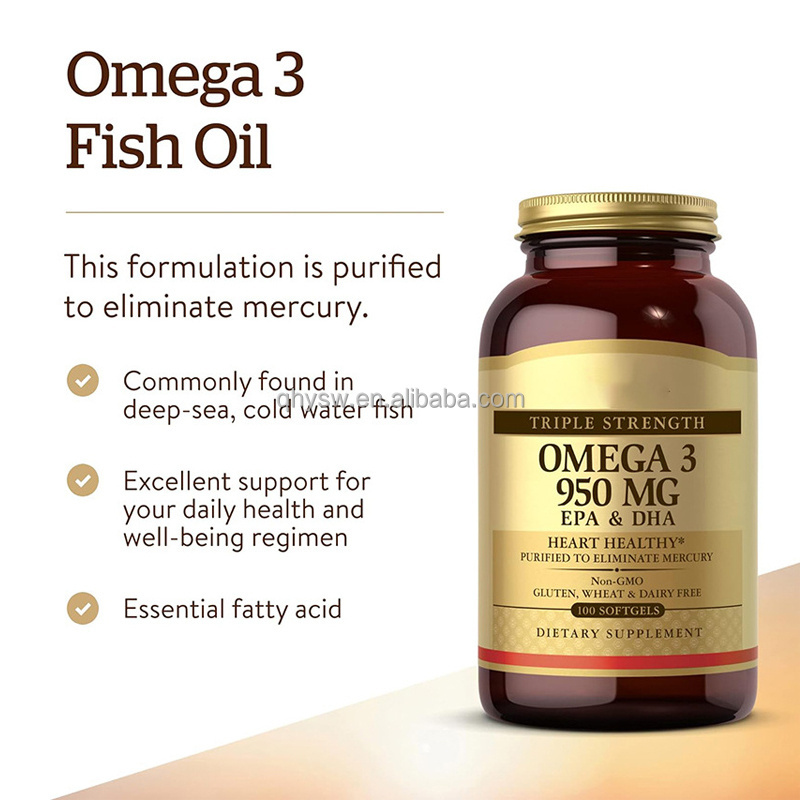 OEM Fish Oil Softgels Support Brain Eye Heart Health Skin Joints Booster Omega 3 DHA Fish Oil Softgels Supplements