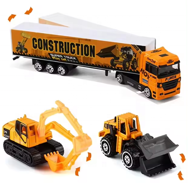 Toyhome 2024 Hot Selling 19 in 1 Construction Engineering Aircraft Carrier Truck Toy Set Diecast Toy Vehicle Car Model Toy Truck