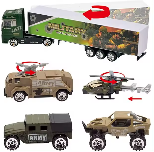 Toyhome Hot Sale Kid Pretend Play Police Station Set Army Vehicle Mini Battle Game Toys Die Cast Car Carrier Truck Toy