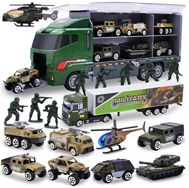 Toyhome Hot Sale Kid Pretend Play Police Station Set Army Vehicle Mini Battle Game Toys Die Cast Car Carrier Truck Toy