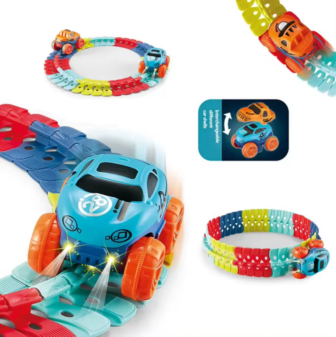 Toyhome Best Selling Electric Flexible Toy Car Track Train With Long Track Diy Assemble Race Track Toy Car For Kids