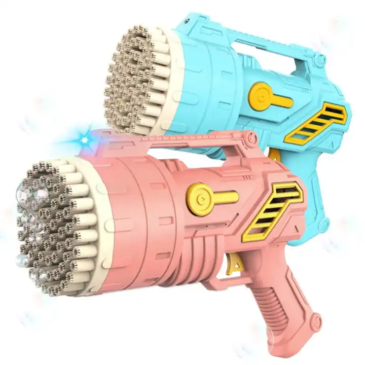 Toyhome Electric Safe And Eco-Friendly Wholesale Bubble Gun Water Guns Splatter New Design  69 Holes Bubble Gun For Kids