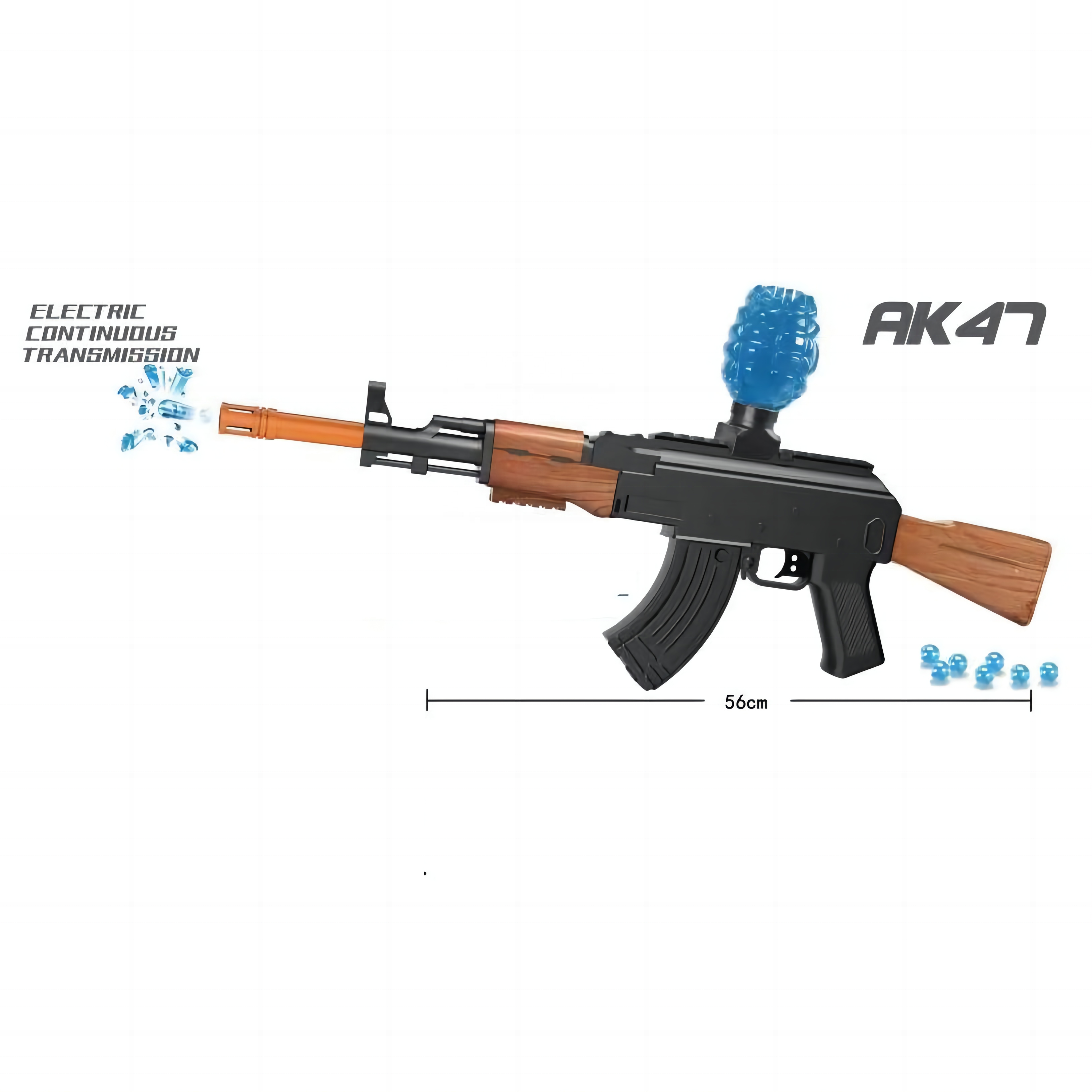 Toyhome Ak47 Gel Gun Toy Assault Rifle 56cm Gel Beads Blaster Toy Gun Water Gel Bullets Shooting Toy Outdoor Sport Game