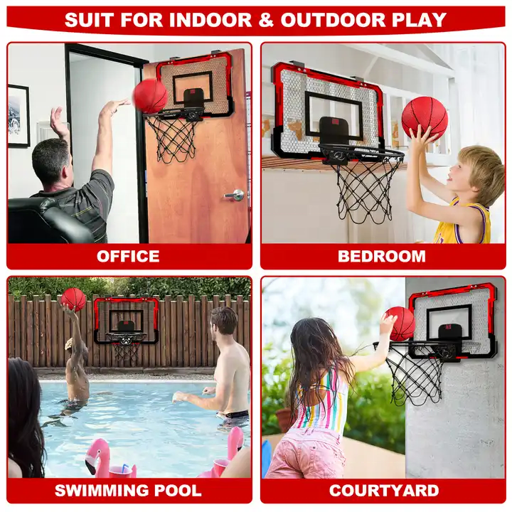 ToyHome Basketball Hoop Kids Cool Mini Basketball Toy Wall-Mounted Indoor Training Basketball Hoop Set Toys For Adults Child