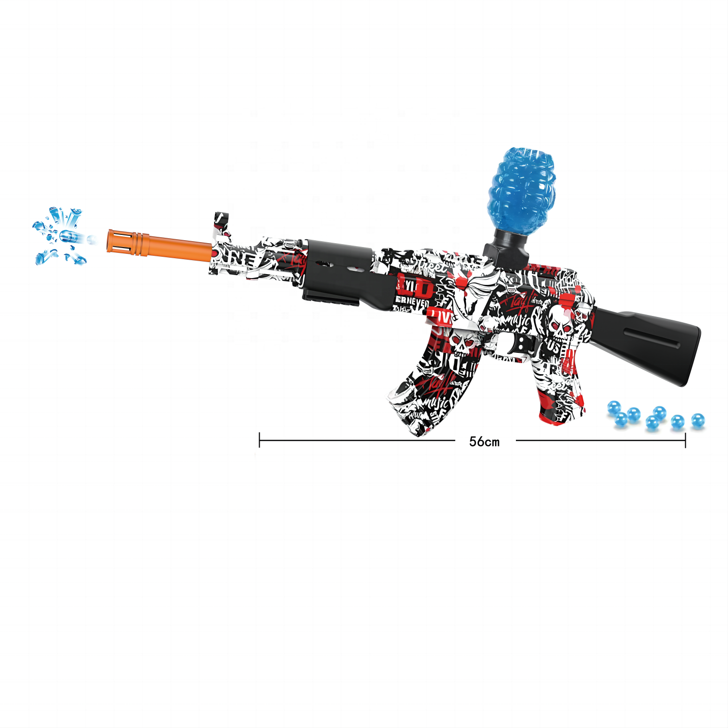 Toyhome Ak47 Gel Gun Toy Assault Rifle 56cm Gel Beads Blaster Toy Gun Water Gel Bullets Shooting Toy Outdoor Sport Game