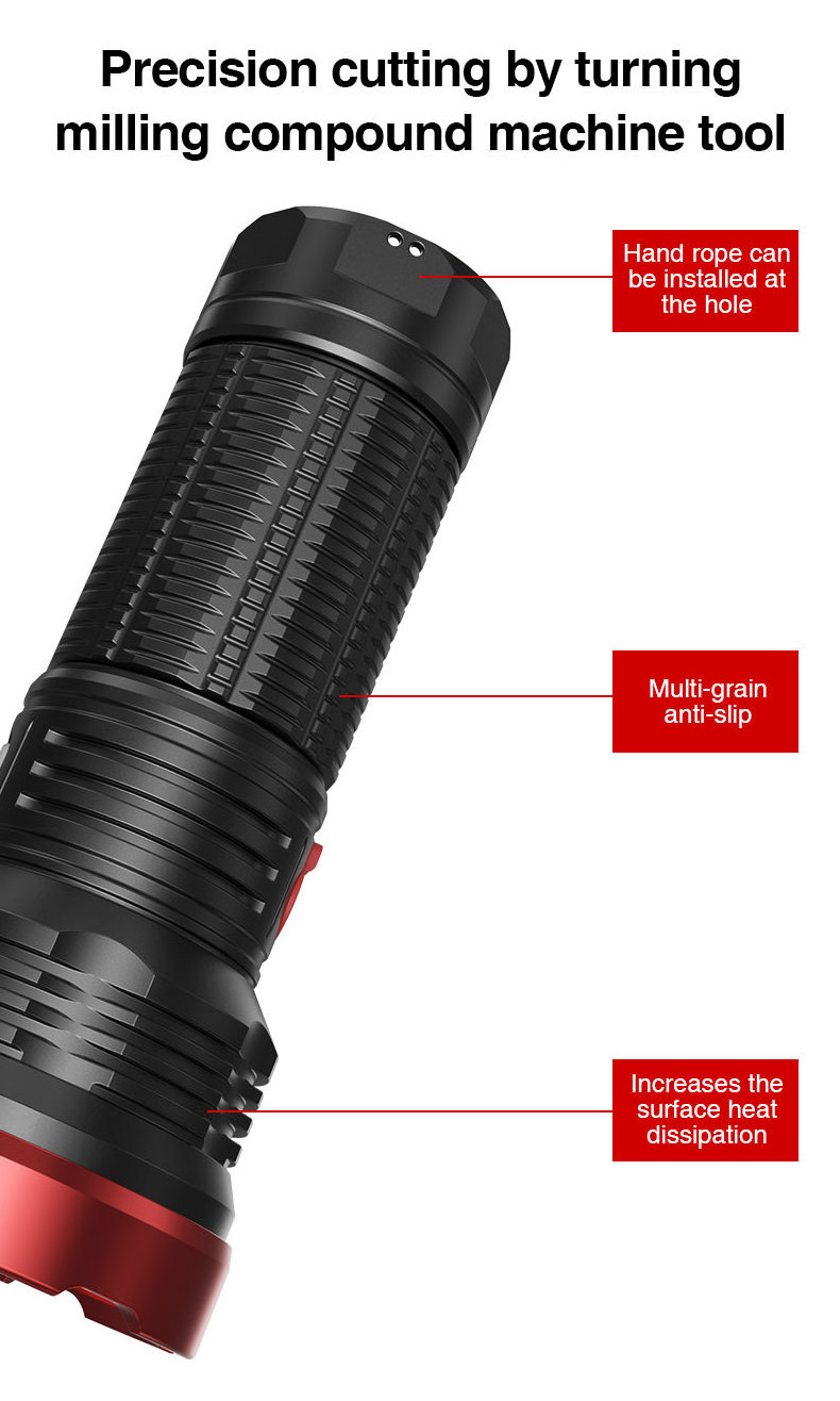 High Power High Lumen Flash Light Rechargeable Lamp Aluminum Led Flashlight use 26650 battery