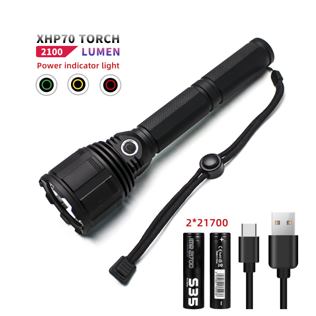 Super Bright 2100Lumen 8000mAh Large Rechargeable Battery LED Torch Light Waterproof XHP70 Flashlight