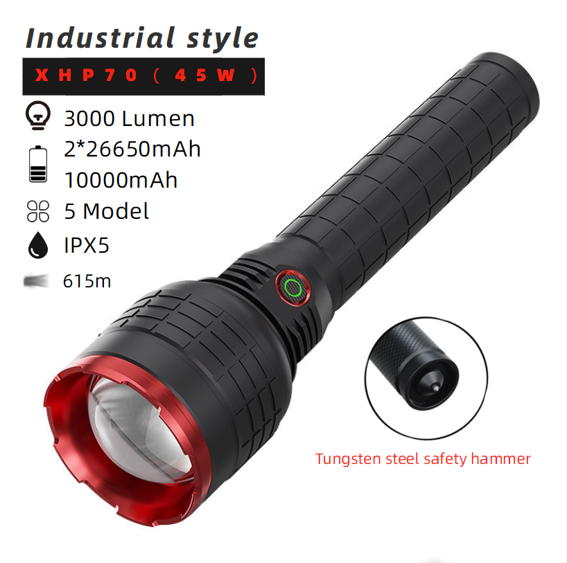 Led Lights 26650 Battery 3000 Lumen xhp50  Powerful Rechargeable xhp 70.2 Flashlight lamp powerful zoom torch