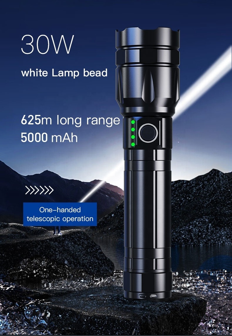 2024 new super bright Flashlight high lumen variable focus Focus Zoomable USB rechargeable power display multi mode