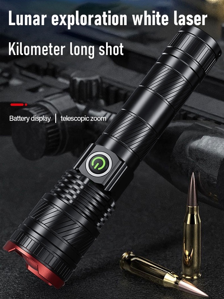 Variable-focus zoom Telescopic high lumen cost performance waterproof multi-mode rechargeable power display Alloy flashlight