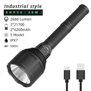 3000 lumens Super Bright TYPE-C Rechargeable Tactical Torch Aluminum waterproof torch light 30W XHP90 High Power Flashlight