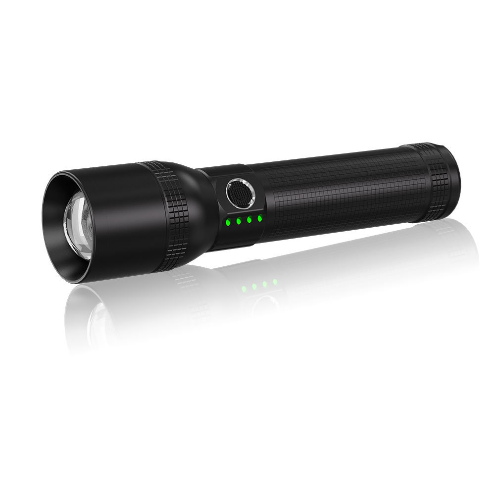 1300 high lumens LED Super bright rechargeable power display Alloy flashlight torchlight Telescopic zoomable power banking