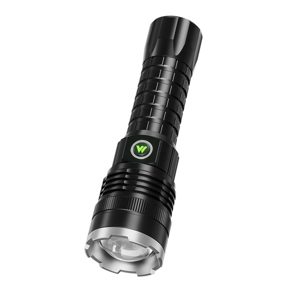 Custom 1000LM high lumens Tactical Telescopic zoomable waterproof USB C rechargeable power display flashlight torch light