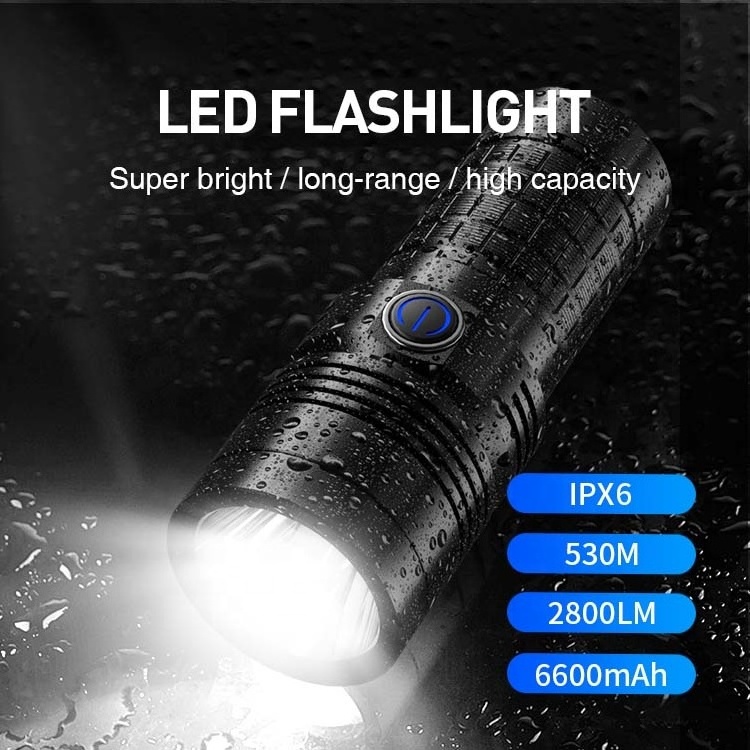 OEM XHP70 Outdoor flashlight 2800lumen Long Range Torch Light Rechargeable Waterproof Rescue Led Bright Flashlights