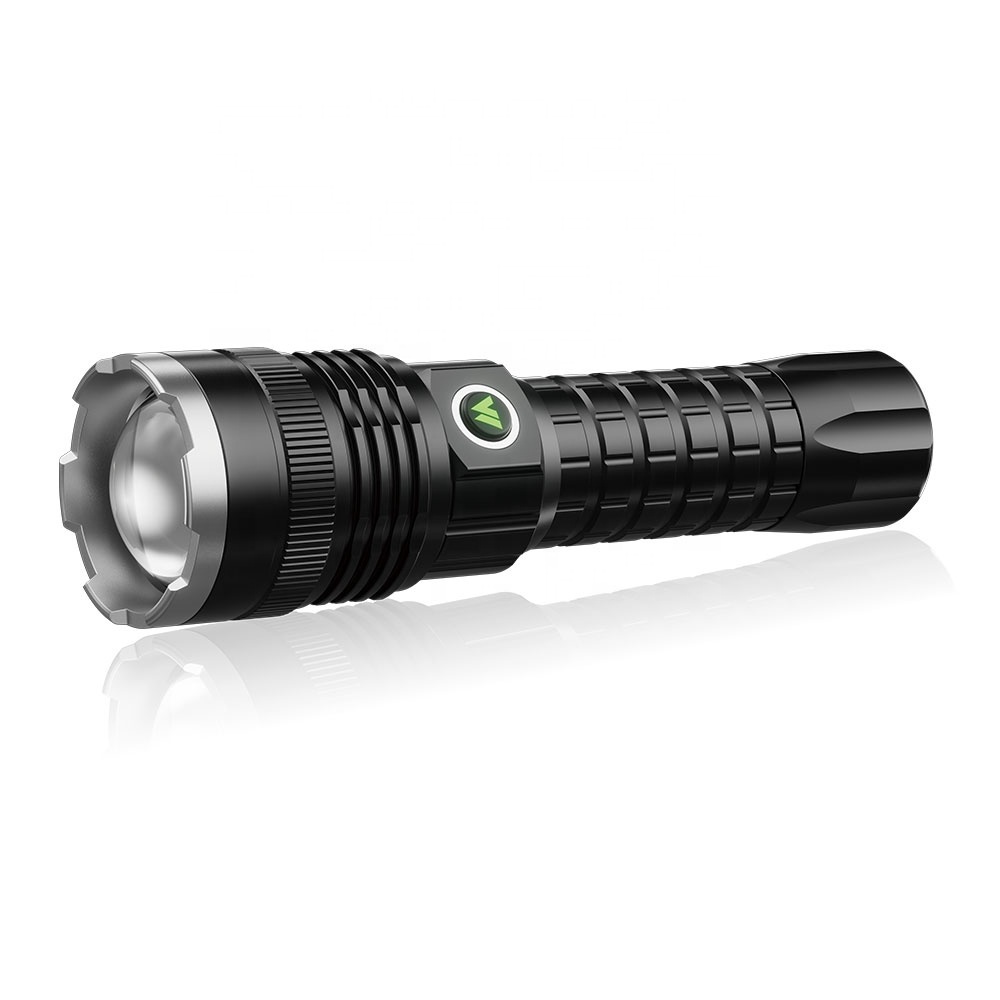 Custom 1000LM high lumens Tactical Telescopic zoomable waterproof USB C rechargeable power display flashlight torch light