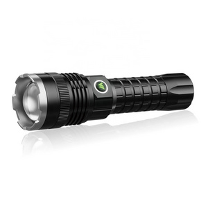 Custom 1000LM high lumens Tactical Telescopic zoomable waterproof USB C rechargeable power display flashlight torch light