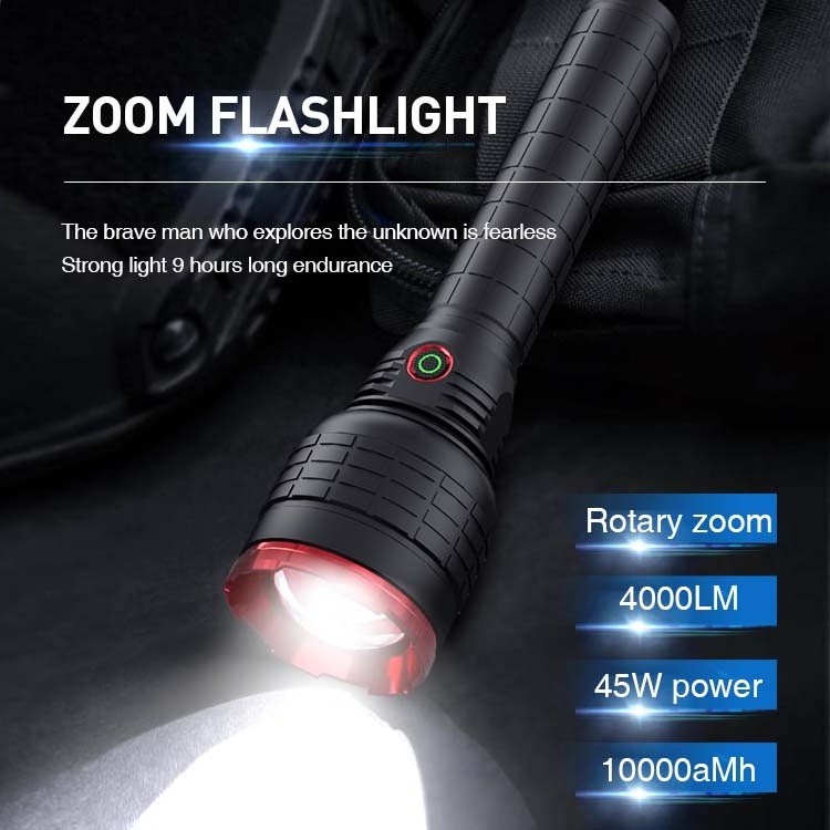 New XHP90 High Lumen Flashlight USB Rechargeable Zoomable LED Flashlights 4000 Lumen Hand Torch Light Camping Lithium 80 IP65