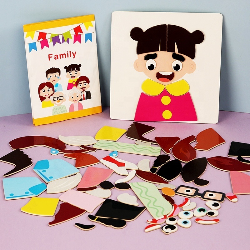 Educational Toys Puzzle Learning Preschool Magnetic Stickers Wooden Magnetic Puzzle for KidsToy Intelligent Toy Children Gifts