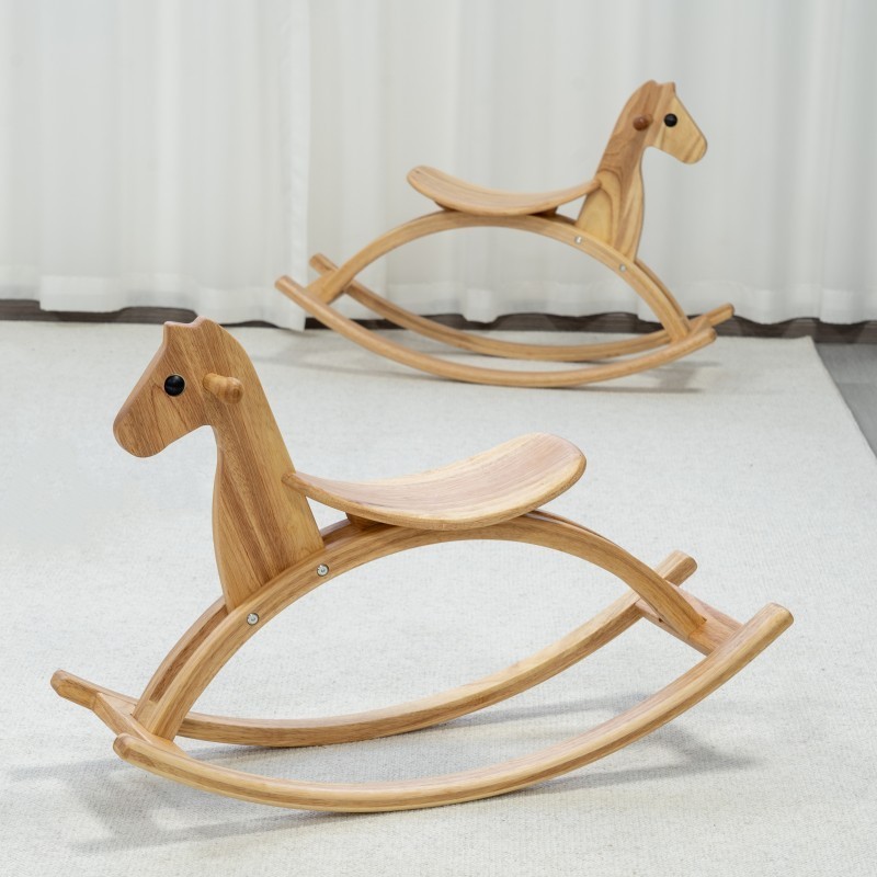 Children Solid Wooden Cartoon Rocking Horse Chair Adult Seating Baby Toys Kindergarten Toddler Swing Horse Car Gifts