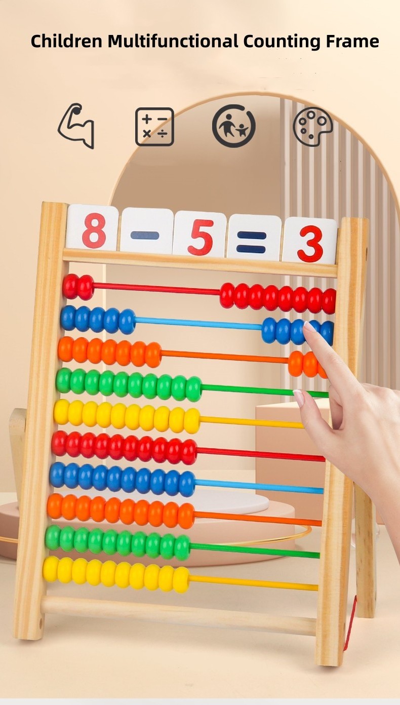 Preschool Math Abacus Frame Learning Counting Beads Toy Children Standing Abacus Addition And Subtraction Number Game