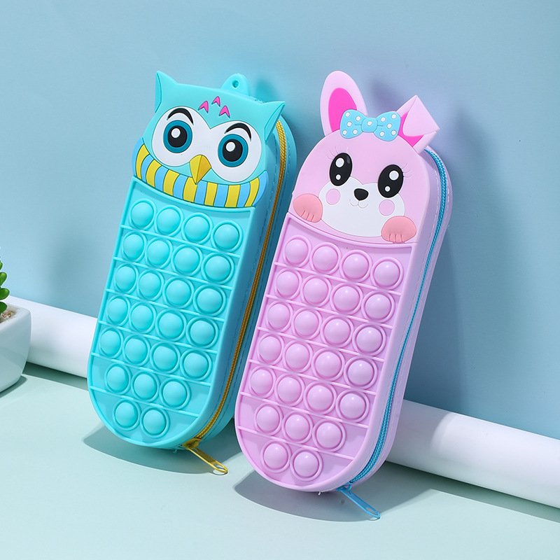 2023 silicone cute reduce pressure toys stationery box school pencil case for children