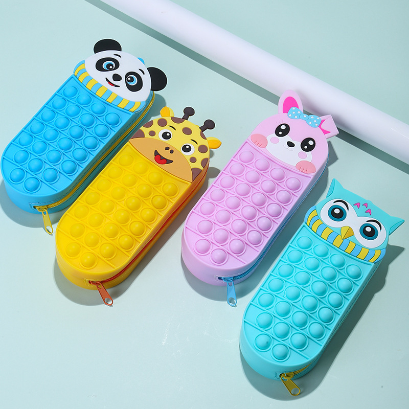 2023 silicone cute reduce pressure toys stationery box school pencil case for children