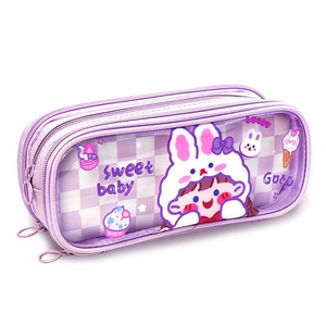 Large-capacity Durable Oxford Cloth Zipper Transparent Clearly Visible Students Pencil Case